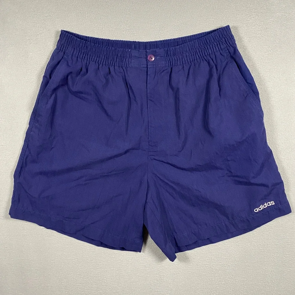 Vintage Adidas Mens Blue Elastic Waist‎ Casual Athletic Shorts Large 6